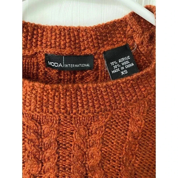 Moda International Fisherman Knit Wool Blend Girl Sweater size XS - Picture 3 of 3